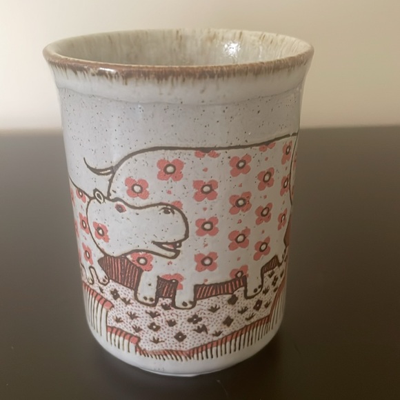 💕VTG floral Hippopotamus Mug 1970’s - Picture 6 of 7